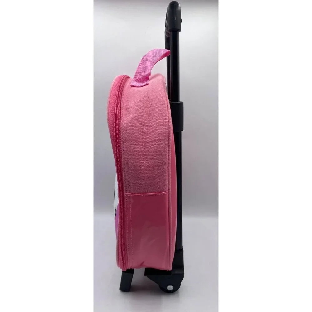 Hello Kitty Pink Childrens Rolling Trolley Top Handle Bag Sanrio Kawaii Travel
